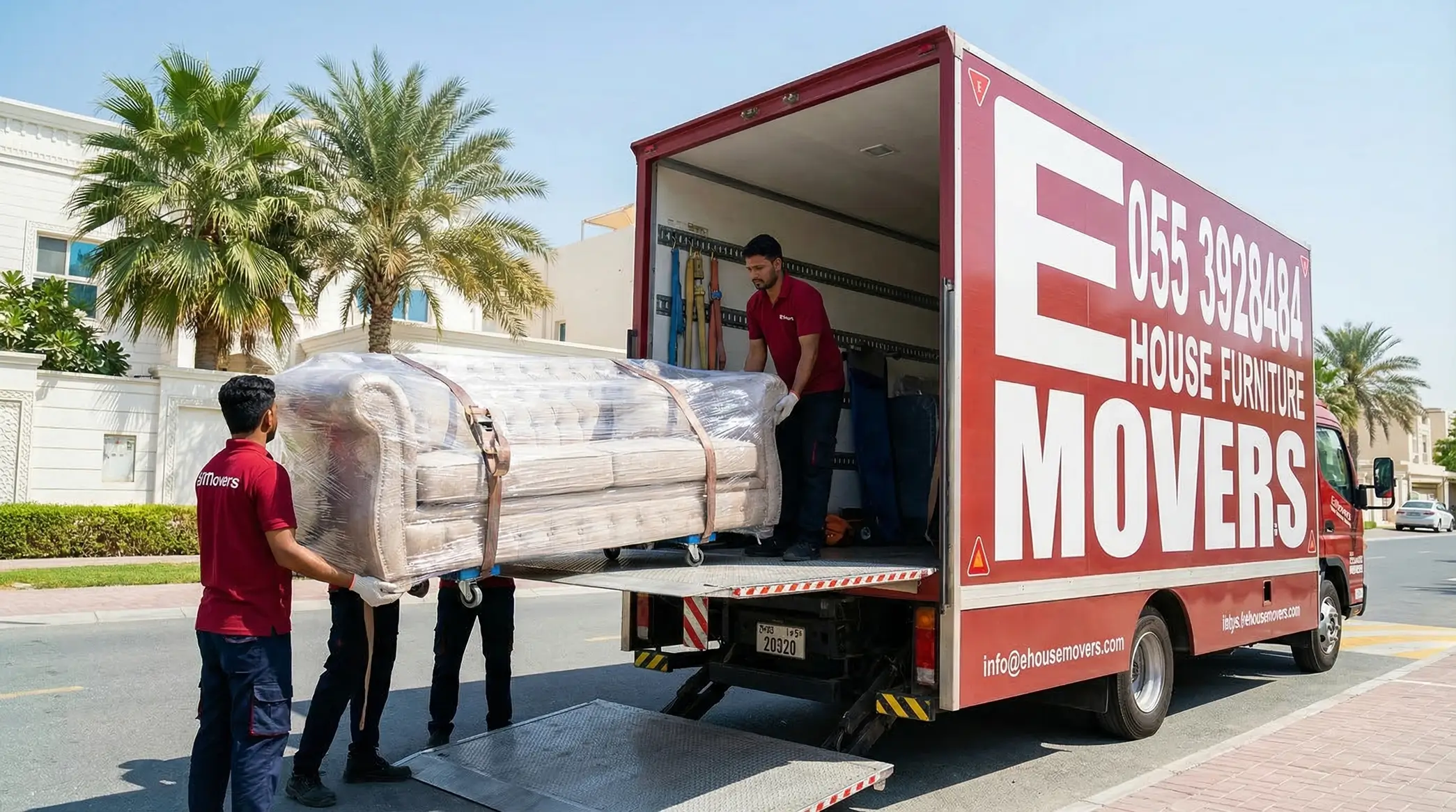 Loading furniture into moving truck