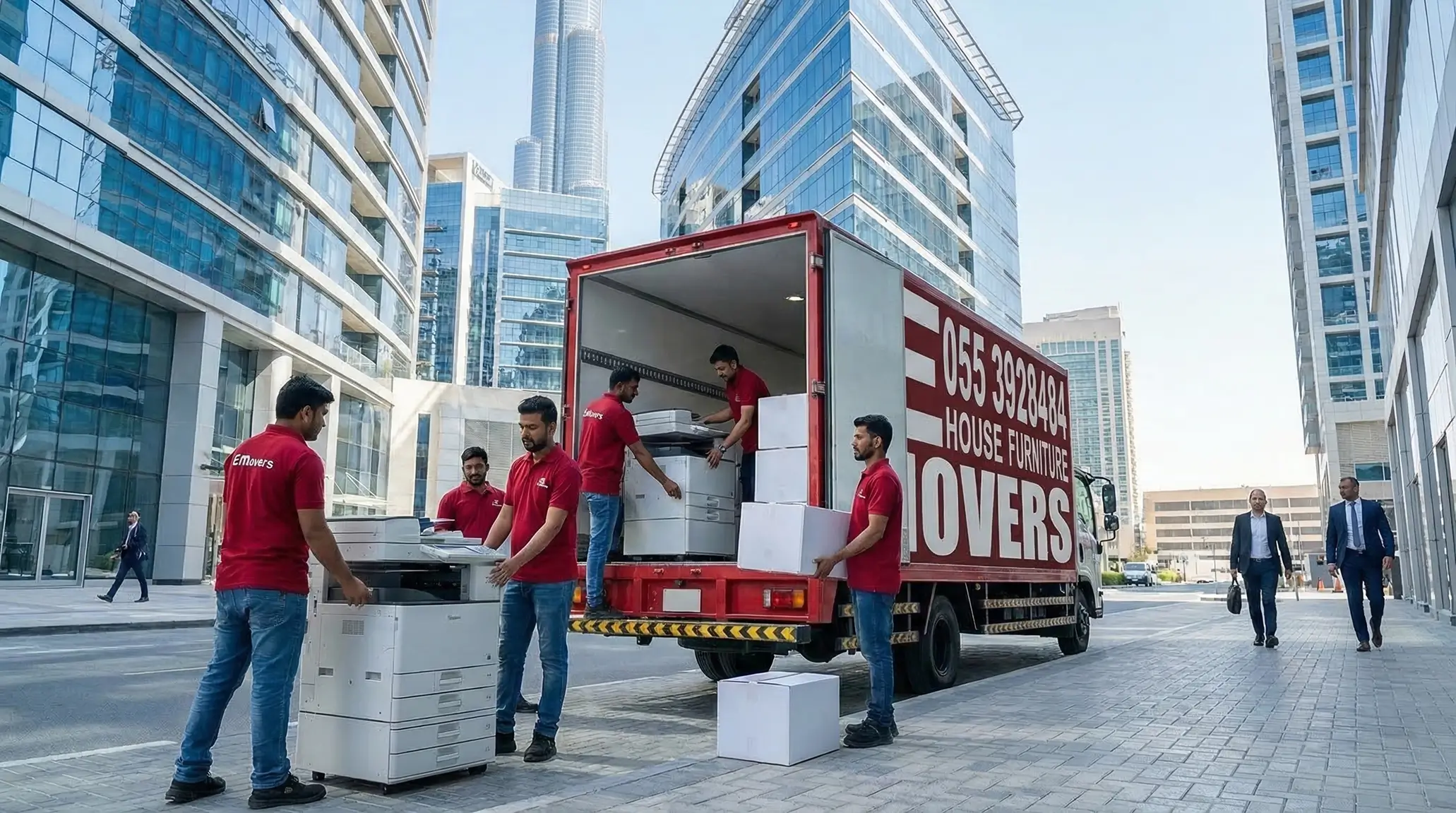 Movers loading furniture into truck